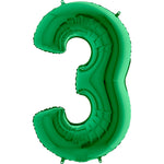 Number 3 - Metallic Green 40″ Balloon