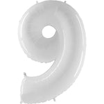 Number 9 - White 40″ Balloon