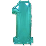 Number 1 - Teal Blue 42″ Balloon