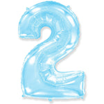 Number 2 - Pastel Blue 42″ Balloon