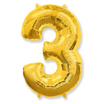 Number 3 - Gold 42″ Balloon