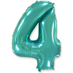 Number 4 - Teal Blue 42″ Balloon