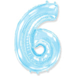 Number 6 - Pastel Blue 42″ Balloon