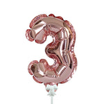 Self-inflating Number 3 - Rose Gold 7″ Balloon
