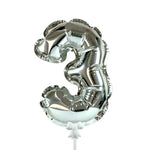 Self-inflating Number 3 - Silver 7″ Balloon