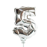 Self-inflating Number 5 - Silver 7″ Balloon
