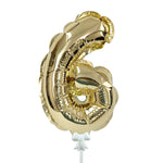 Self-inflating Number 6 - Gold 7″ Balloon