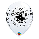 Congrats! Cap - White 11″ Latex Balloons (6 count)
