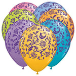 Damask Print - Contempory Assortment W/ Purple Ink 11″ Latex Balloons (6 count)