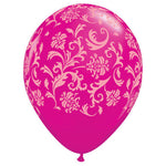 Damask Print - Wild Berry W/ Pink Ink 11″ Latex Balloons (6 count)