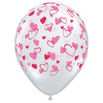 Red & Pink Hearts - Diamond Clear 11″ Latex Balloons (6 count)