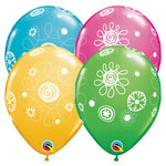 Scribble Circles & Flowers 11″ Latex Balloons (6 count)