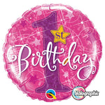 1st Birthday Stars - Pink 18″ Balloon