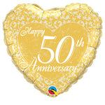 Happy 50th Anniversary Heart 18″ Balloon
