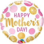 Mother's Day Pink & Gold Dots 18″ Balloon