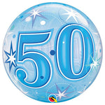 50 Blue Starburst Sparkle 22″ Bubble Balloon
