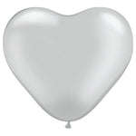Hearts - Silver 6″ Latex Balloons (10 count)