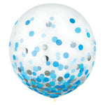 Amscan Latex 24" Clear Latex Balloons with Blue and Silver Confetti (2 pack)