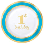 Amscan Party Supplies 1st Bday Blue Border Plate 7″ (8 count)