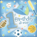 Amscan Party Supplies 1St Birthday All Star Beverage Napkins (16 count)