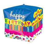 Anagram Mylar & Foil 15" Cubez Birthday Cake with Candies Foil Balloons