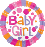 Anagram Mylar & Foil 18" Baby Girl Stripes Foil Balloons