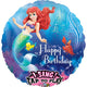 28" Little Mermaid Happy Birthday Sing-A-Tune Foil Balloons