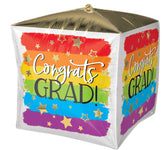 Anagram Mylar & Foil Congrats Grad Painted Rainbow Cubez 15″ Balloon