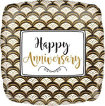 Anagram Mylar & Foil Happy Anniversary Gold Scallop 18″ Balloon