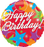 Anagram Mylar & Foil Happy Birthday Bursting Stars 18″ Balloon