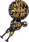 Anagram Mylar & Foil Happy New Year Champagne Glasses 36″ Balloon