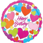 Anagram Mylar & Foil Hearts & Stars Happy Birthday 18″ Foil Balloon