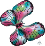 Anagram Mylar & Foil Iridescent Teal & Pink Butterfly 30" Mylar Foil Balloon