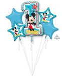 Anagram Mylar & Foil Mickey 1st Birthday Balloon Bouquet