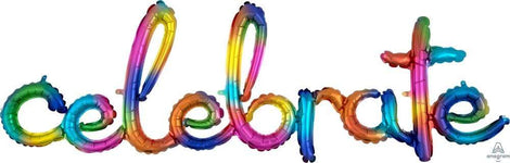 Anagram Mylar & Foil Script Phrase Celebrate Rainbow Splash 59" Balloon