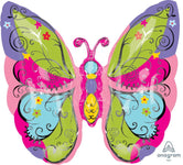 Whimsical Garden Butterfly 25" Mylar Foil Balloon