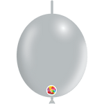 Balloonia Latex Metallic Silver Deco-Link 6″ Latex Balloons (100 count)