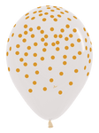 Betallic Latex Crystal Clear w/ Gold Confetti Print 11″ Latex Balloons (50 count)