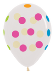 Betallic Latex Crystal Clear with Neon Print Multi Polka Dot 11″ Latex Balloons (50 count)