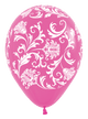 Globos de látex Deluxe Fuchsia Damask 11″ (50 unidades)