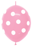Betallic Latex Fashion Bubble Gum Pink Polka Dots 12″ Link-O-Loon Balloons (50 count)