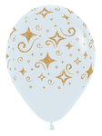 Betallic Latex Fashion White w/ Golden Diamonds 11″ Latex Balloons (50 count)