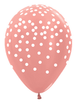 Betallic Latex Metallic Rose Gold w/ White Confetti Print 11″ Latex Balloons (50 count)