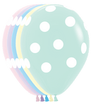 Betallic Latex Pastel Matte Assortment w/ White Polka Dots 11″ Latex Balloons (50 count)