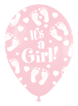 Betallic Latex Pastel Pink Baby Girl Footprints 11″ Latex Balloons (50 count)