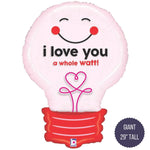 29" I Love You a Whole Watt Light Bulb Valentine's Day Pun Balloon