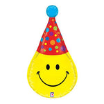 Betallic Mylar & Foil Dimensional Smiley Party Hat  33″ Balloon