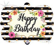 Betallic Mylar & Foil Floral Frame Happy Birthday 30″ Balloon
