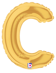 Betallic Mylar & Foil Gold Letter C (requires heat-sealing) 7″ Balloon