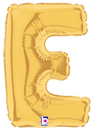 Betallic Mylar & Foil Gold Letter E (requires heat-sealing) 7″ Balloon